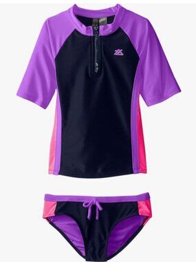 NEW W/ TAGS ZeroXposur Little Girls' 2 Piece Rash Swim Set, Orchid, X-Small, 4/5